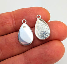 Load image into Gallery viewer, Sterling silver teardrop pear bezel charm
