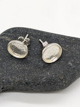 Load image into Gallery viewer, 10mm round sterling silver studs with bezel
