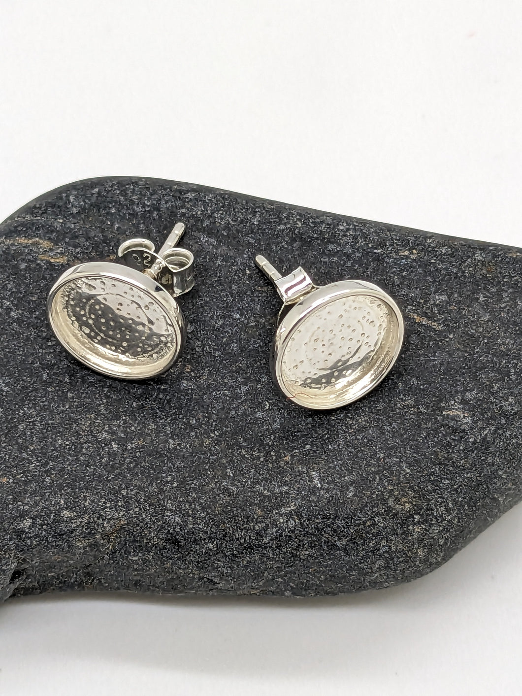 10mm round sterling silver studs with bezel
