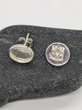 Load image into Gallery viewer, 10mm round sterling silver studs with bezel