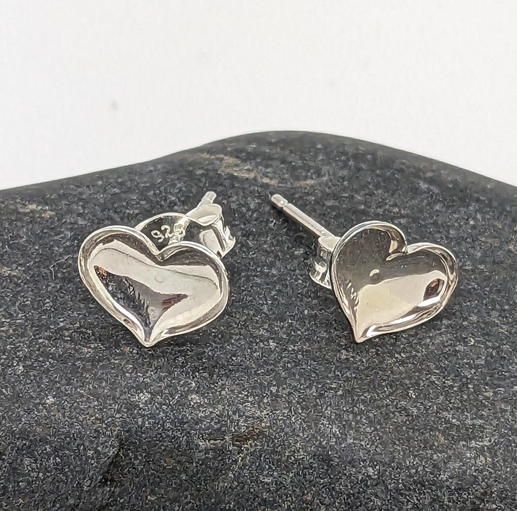 sterling silver heart studs for resin 8mm
