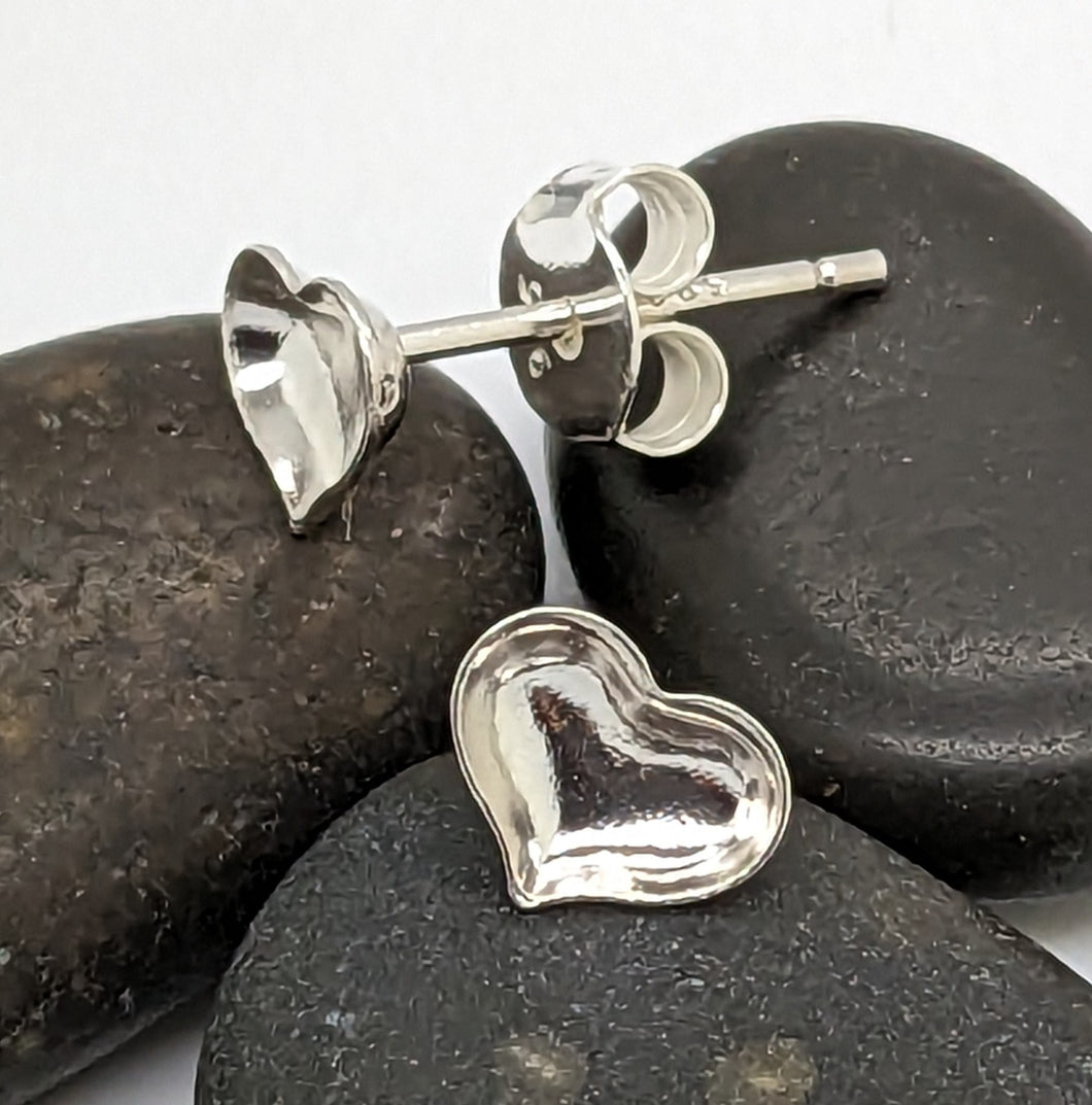 sterling silver heart studs for resin 6mm