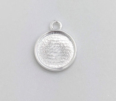 Sterling silver 8mm round bezel charm - Eternalflow charms and Jewellery supplies