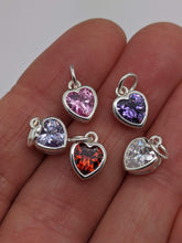Load image into Gallery viewer, Sterling silver set cubic zirconia hearts - Eternalflow charms and Jewellery supplies