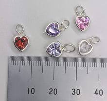 Load image into Gallery viewer, Sterling silver set cubic zirconia hearts - Eternalflow charms and Jewellery supplies