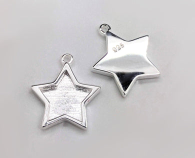 Sterling silver star charm with bezel 12mm - Eternalflow charms and Jewellery supplies