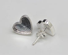 Load image into Gallery viewer, sterling silver 10mm heart studs with bezel - Eternalflow charms and Jewellery supplies
