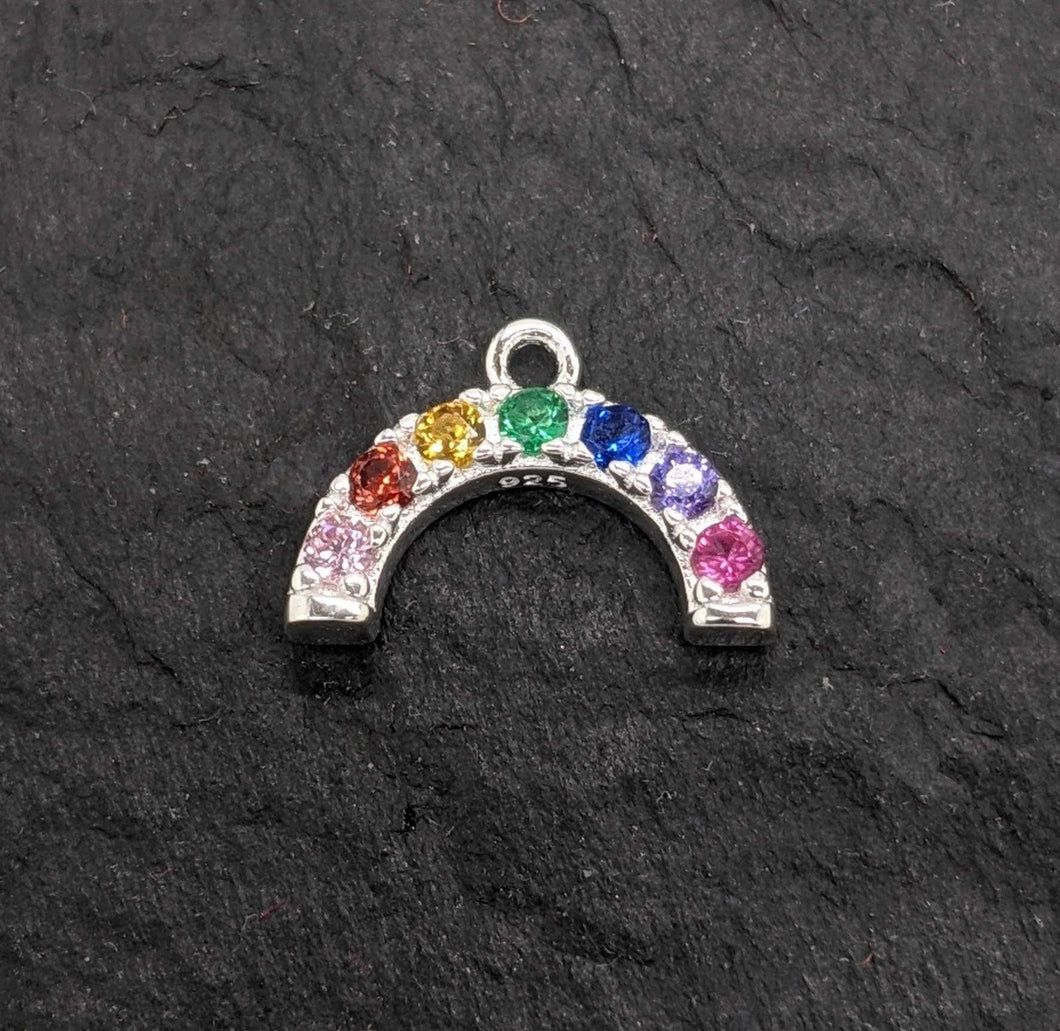 Silver rainbow zirconia rainbow charm - Eternalflow charms and Jewellery supplies