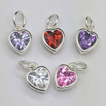 Load image into Gallery viewer, Sterling silver set cubic zirconia hearts - Eternalflow charms and Jewellery supplies
