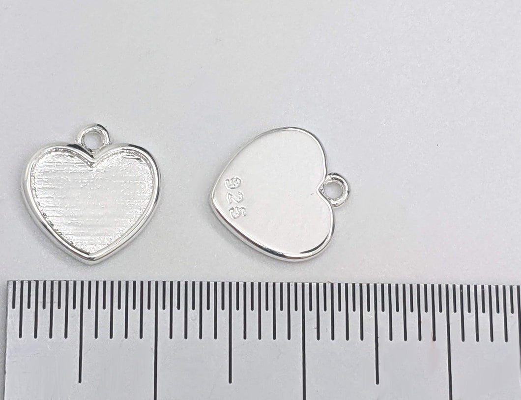 Silver heart charm with bezel - Eternalflow charms and Jewellery supplies