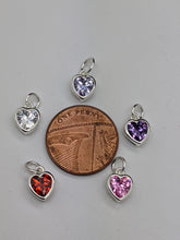 Load image into Gallery viewer, Sterling silver set cubic zirconia hearts - Eternalflow charms and Jewellery supplies
