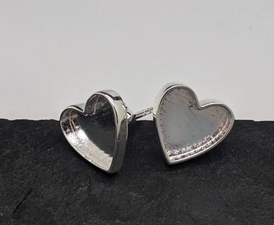 sterling silver 10mm heart studs with bezel - Eternalflow charms and Jewellery supplies