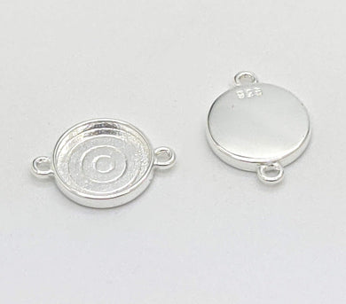 Sterling silver 10mm round bezel connector - Eternalflow charms and Jewellery supplies