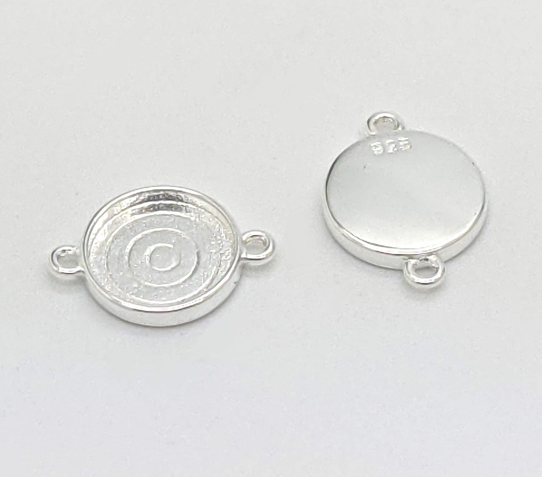 Sterling silver 10mm round bezel connector - Eternalflow charms and Jewellery supplies