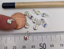 Load image into Gallery viewer, Sterling silver heart charm with zirconia birthstone choices - Eternalflow charms and Jewellery supplies
