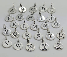Load image into Gallery viewer, Sterling silver round letter charm - Eternalflow charms and Jewellery supplies