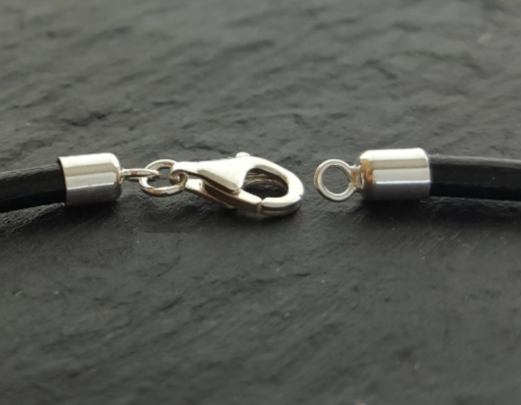 Sterling silver 3mm cord ends with lobster clasp