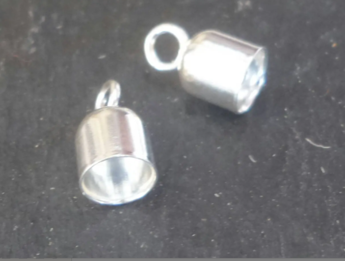 Sterling silver 4mm cord ends (2 pcs)