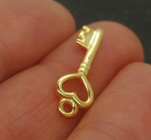 Load image into Gallery viewer, heart key charm gold on sterling silver - Eternalflow charms and Jewellery supplies
