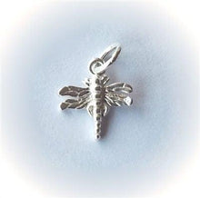 Load image into Gallery viewer, sterling silver dragonfly charm (1) , tiny solid silver dragonfly , dragonfly 925 silver charm , small silver dragonfly charm . - Eternalflow charms and Jewellery supplies
