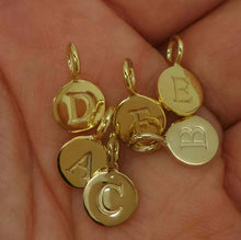 Load image into Gallery viewer, Gold on sterling silver round letter charm - Eternalflow charms and Jewellery supplies