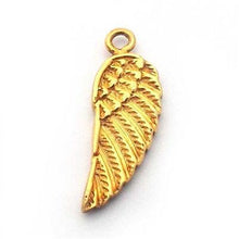 Load image into Gallery viewer, gold on sterling silver angel wing charm - Eternalflow charms and Jewellery supplies
