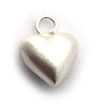6mm puff heart sand brushed sterling silver - Eternalflow charms and Jewellery supplies