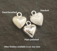 Load image into Gallery viewer, 6mm puff heart sand brushed sterling silver - Eternalflow charms and Jewellery supplies
