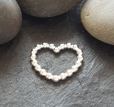 Sterling silver beaded HEART connector - Eternalflow charms and Jewellery supplies