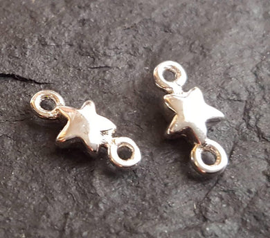 Silver star connector (1pc.) sterling silver - Eternalflow charms and Jewellery supplies