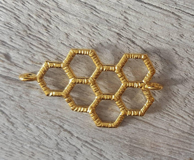 Gold honeycomb connector - Eternalflow charms and Jewellery supplies