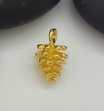 Load image into Gallery viewer, gold on silver fir cone charm - Eternalflow charms and Jewellery supplies
