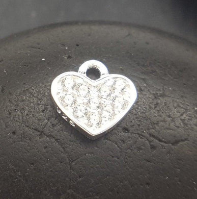 Sterling Silver heart charm w/ zirconias - Eternalflow charms and Jewellery supplies