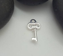 Load image into Gallery viewer, Tiny sterling silver key charm - Eternalflow charms and Jewellery supplies
