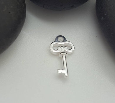 Tiny sterling silver key charm - Eternalflow charms and Jewellery supplies