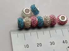 Load image into Gallery viewer, Swarovski crystal tiny beaded charm sterling silver core large hole bead
