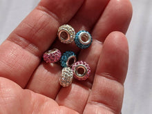 Load image into Gallery viewer, Swarovski crystal tiny beaded charm sterling silver core large hole bead