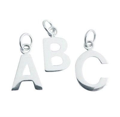 solid STERLING silver letter charm - Eternalflow charms and Jewellery supplies