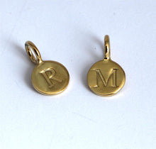 Load image into Gallery viewer, Gold on sterling silver round letter charm - Eternalflow charms and Jewellery supplies
