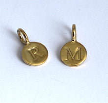 Load image into Gallery viewer, Gold on sterling silver round letter charm - Eternalflow charms and Jewellery supplies