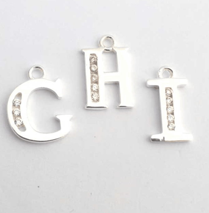 sterling silver zirconia letter charm - Eternalflow charms and Jewellery supplies