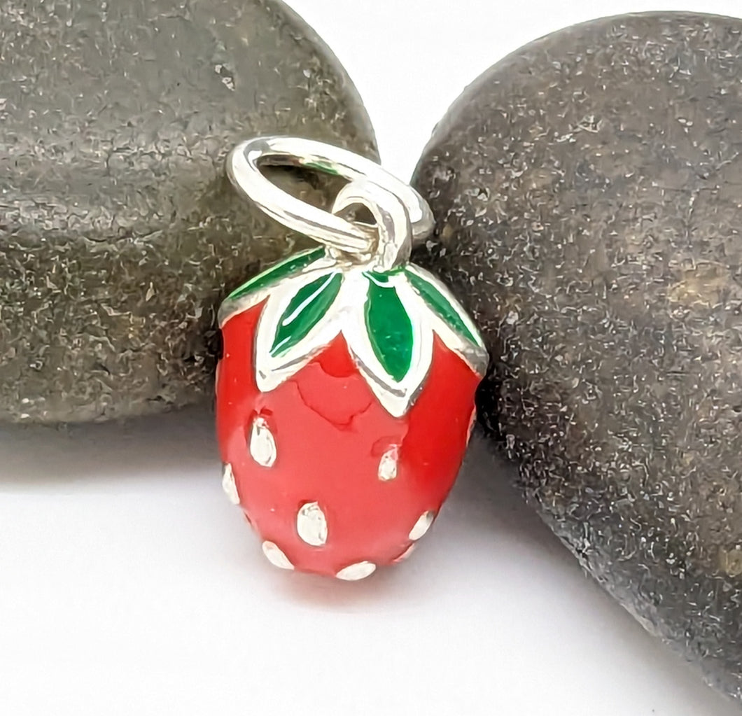sterling silver strawberry charm