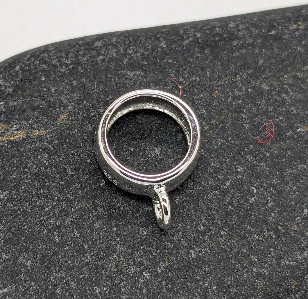 8.5mm large hole sterling silver bead with loop