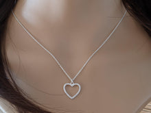Load image into Gallery viewer, Sterling silver zirconia heart outline pendant - Eternalflow charms and Jewellery supplies
