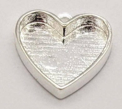 Sterling silver HEART charm with bezel 12mm - Eternalflow charms and Jewellery supplies