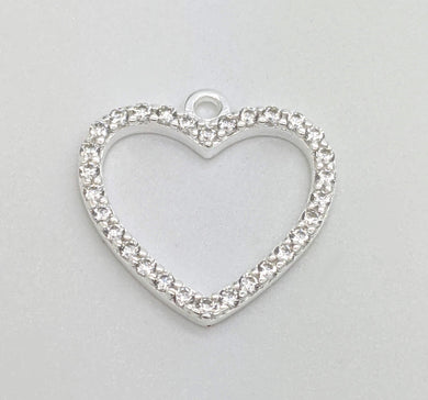 Sterling silver zirconia heart outline pendant - Eternalflow charms and Jewellery supplies