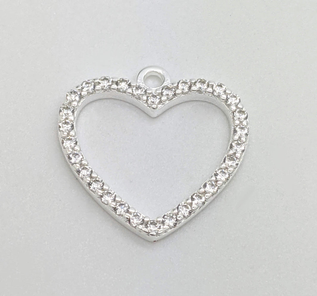 Sterling silver zirconia heart outline pendant - Eternalflow charms and Jewellery supplies
