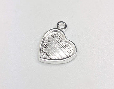 Sterling silver heart charm with bezel & side loop - Eternalflow charms and Jewellery supplies