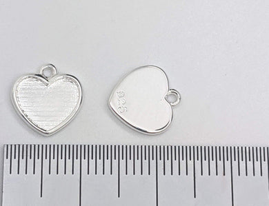 Silver heart charm with bezel - Eternalflow charms and Jewellery supplies