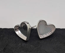 Load image into Gallery viewer, sterling silver 10mm heart studs with bezel - Eternalflow charms and Jewellery supplies
